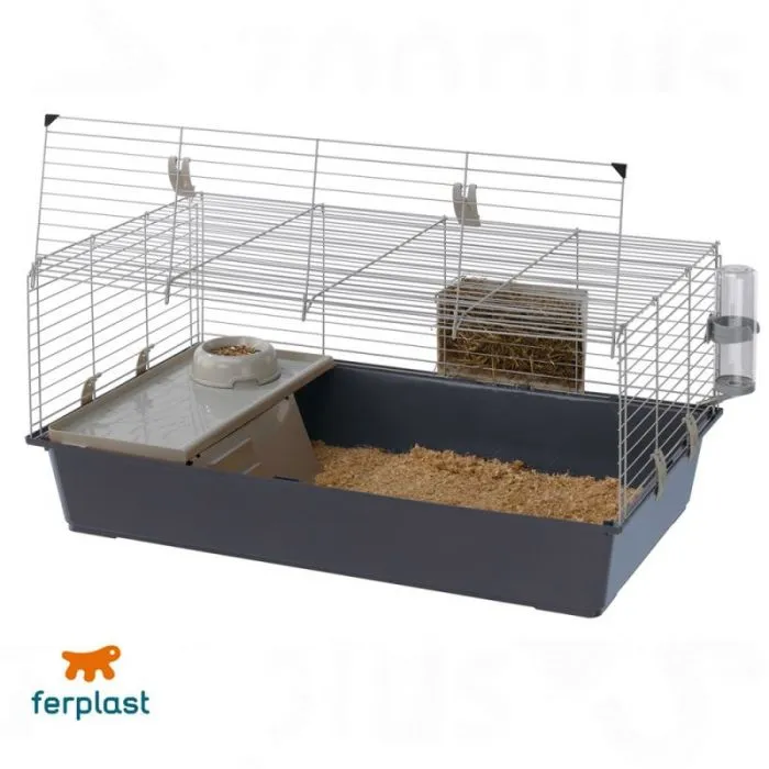Ferplast - CAGE Rabbit 120 -Оборудвана клетка за зайци и други гризачи, 118 х 58,5 х 51,5 см. 2