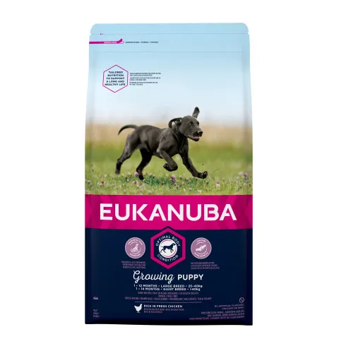 Eukanuba Puppy Large Breed - Пълноценна суха храна за подрастващи кучета от големи породи с пилешко месо, 15 кг.