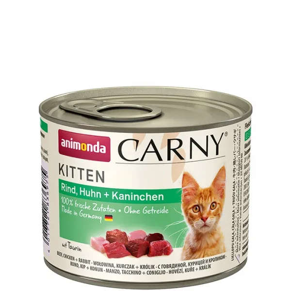 Animonda Carny Kitten - Консервирана храна за подрастващи котки с 100% говеждо и птиче месо, 200 гр./