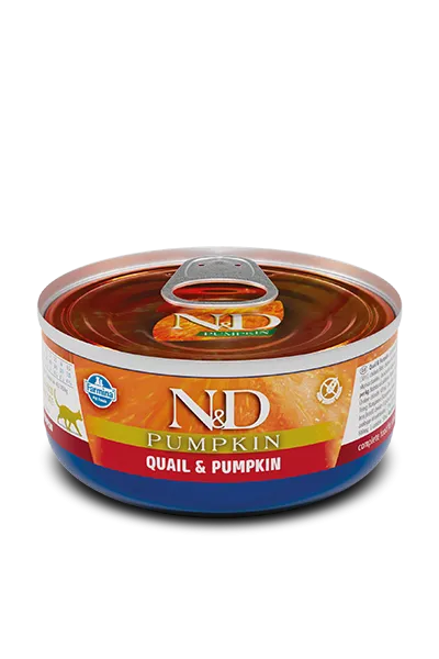 N&D Cat Quail & Pumpkin Can - Консервирана храна за израснали котки с пъдпъдък и тиква, 70 гр. / 3 броя