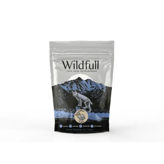 Wildfull cat turkey hairball - Пълноценна храна за израснали котки против топки косми ,без зърно ,с пуешко месо, 400 гр.