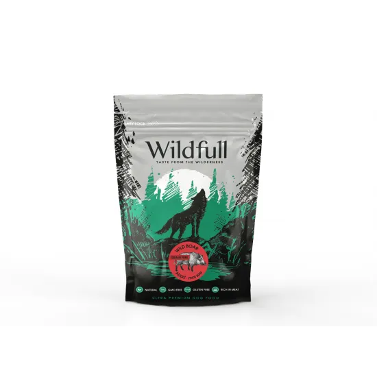 Wildfull dog wildboard mini size - Пълноценна суха храна за израснали кучета от малки и мини породи, без зърно, с месо от дива свиня, 500 гр.