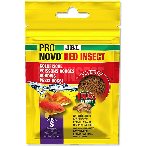 JBL ProNovo Red Insect Stick S – Основна храна с пръчици с насекоми за златни рибки с размер 3-10 см