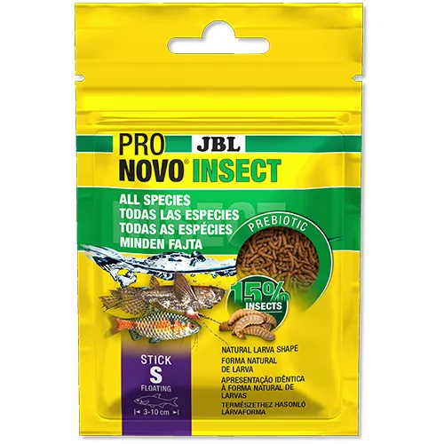 JBL Pronovo Insect Stick S - Основна храна, пръчици размер S за всички видове аквариумни рибки от 3-10 см. 10 гр. / 20 мл.