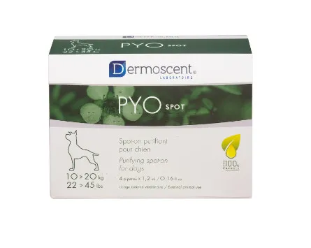 Dermoscent PYO Spot-On For Dogs - Поддържа и помага за възстановяването на кожната флора на вашето куче, 4 пипета(10-20 килограма)