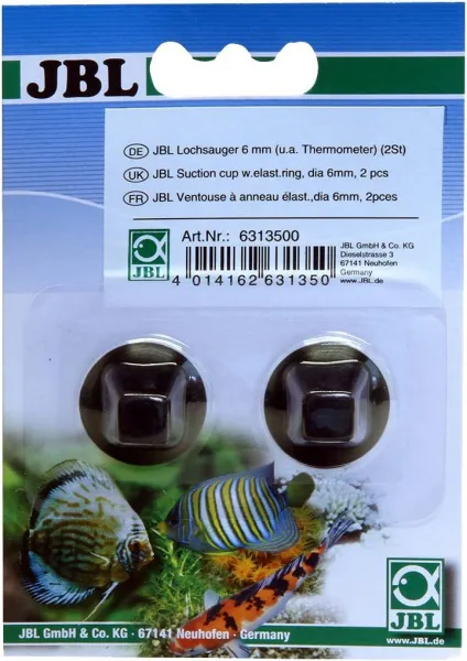 JBL - Гумени държачи за засмукване, закрепване на термометри в аквариуми и терариуми, 2 броя 1