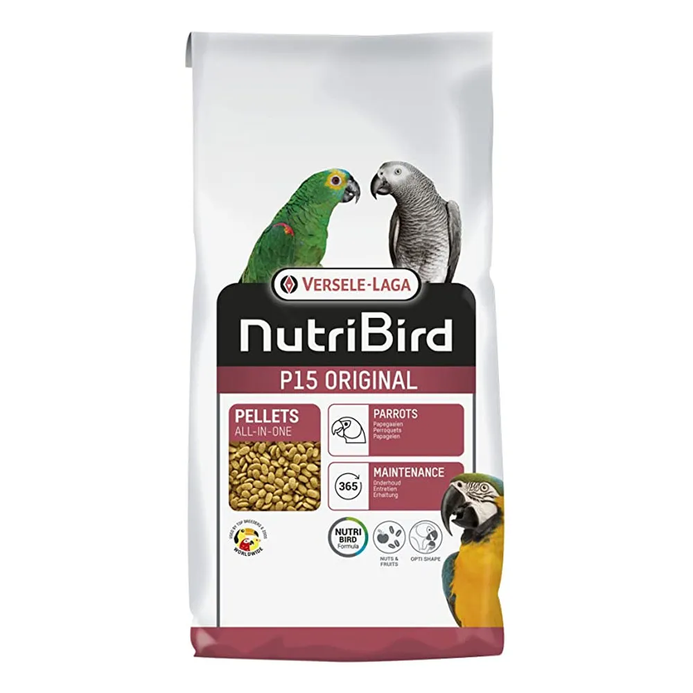 Versele-Laga Nutribird P15 Original - Пълноценна ежедневна храна за големи папагали, екстрадирани пелети –  едноцветни, 1 кг