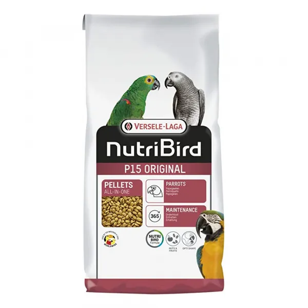 Versele-Laga Nutribird P15 Original - Пълноценна ежедневна храна за големи папагали, екстрадирани пелети –  едноцветни, 10 кг