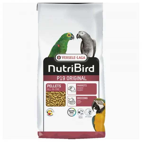 Versele-Laga Nutribird P19 - Пълноценна храна за големи папагали при развъждане, екструдирани пелети – едноцветни, 10 кг. 1