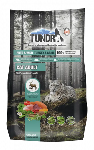 Tundra - Пълноценна суха храна израснали котки с пуйка и дивеч, 6.8 кг.