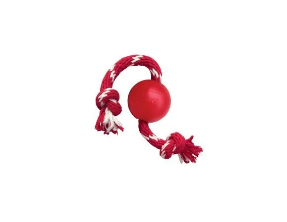 KONG Ball with Rope - Издръжлива и забавна играчка за кучета, топка с въже за дърпане и ръбане 3