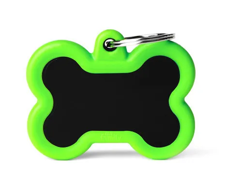 My Family Id Tag - Hushtag - Елегантен медальон/адресник за кучета, зелен кокал, 3.3 см/4,1 см. 1