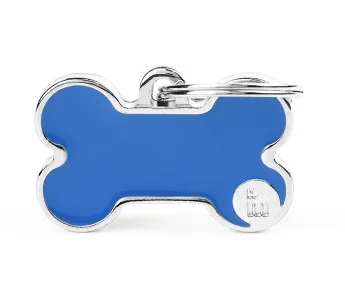 My Family ID Tag Basic - Модерен медальон/ адресник за кучета във форма на кокал, син 1