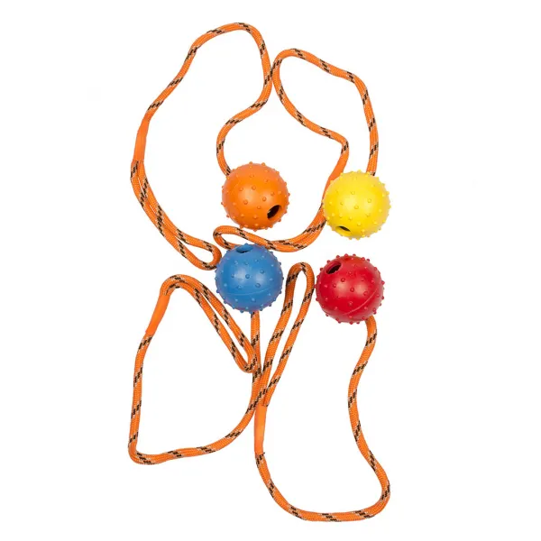 Duvo Plus - Играчка за кучета, дентална топка с въже, 33 см./ различни цветове/ 1 брой 1