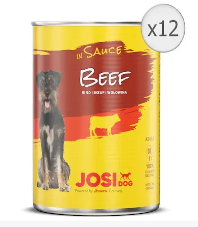 Josera JosiDog - Пълноценна консервирана храна за израснали кучета с телешко месо в сос, 415 гр./ 3 броя