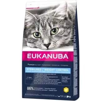 Eukanuba Cat - Пълноценна и балансирана храна за кастрирани котки и котки с наднормено тегло, 2 кг.