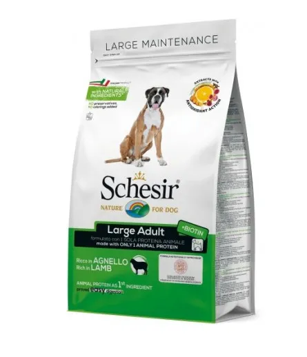 Schesir Mono protein - Пълноценна суха храна за кучета от едри породи над 12 месеца с агнешко месо, 12 кг.