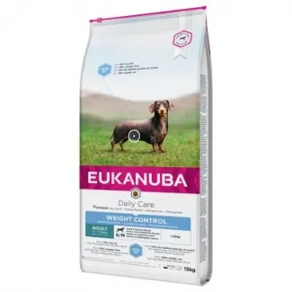 Eukanuba Daily Care Control Weight - Пълноценна суха храна за израснали кучета от малки и средни породи за поддържане на здравословно тегло със сушено пиле и пуйка, 2.3 кг