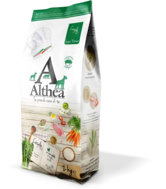 Althea Super premium - Супер премиум храна за възрастни кучета от средни и големи породи, монопротеична и хипоалергенна със свинско месо, 14 кг.