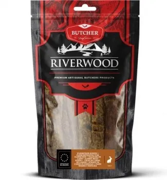 RIverwood - Сушени лакомства за кучета, заешки ленти, 150 гр.