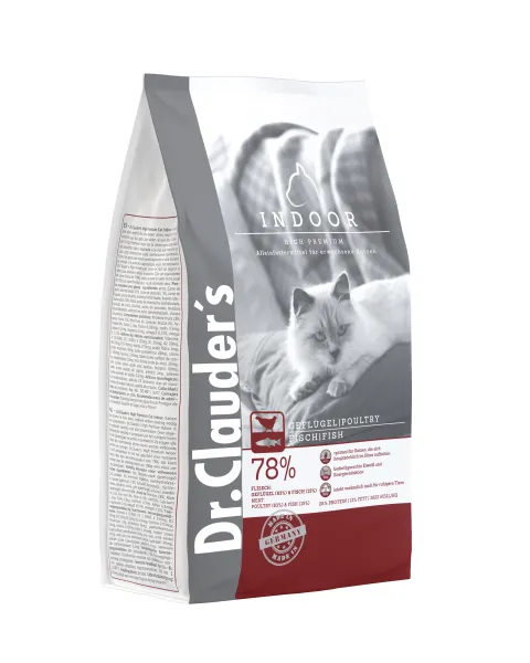 Dr.Clauder's Cat INDOR - Пълноценна суха храна за домашни котки с вкус на пилешко, 1.5 кг