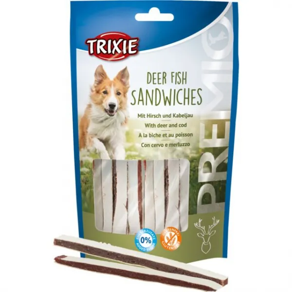 Trixie - PREMIO - Премиум лакомство за кучета, вкусни ленти с еленско месо и риба, 100 гр.