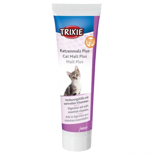 Trixie Junior - Малцова паста за подрастващи котки подпомага храносмилането и улеснява премахването на погълнатите косми, 100 гр.