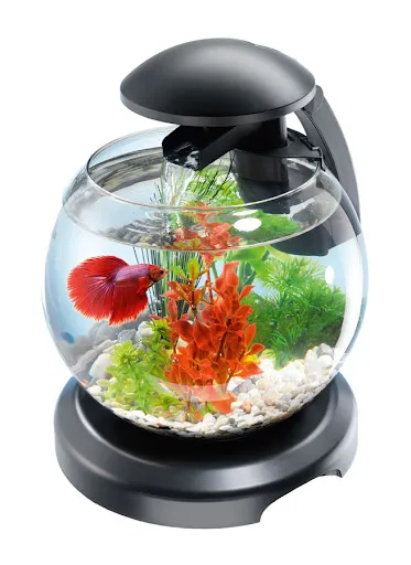 Tetra Cascade Globe - Декоративен аквариум с ефект на водопад и Led осветление, 6.8 литра - черен