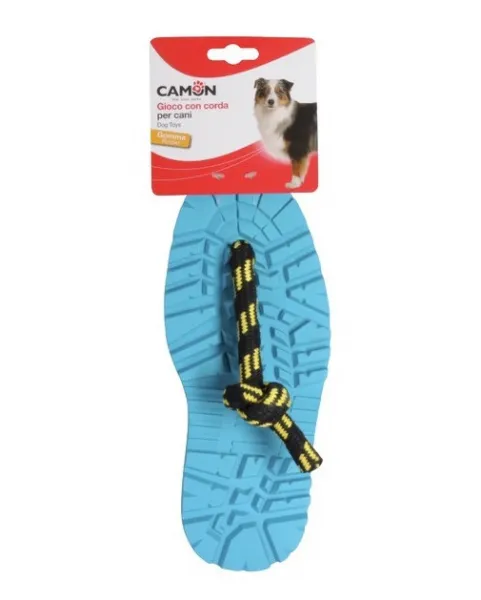 Camon - Играчка за кучета, гумена подметка с въже - 27 см.