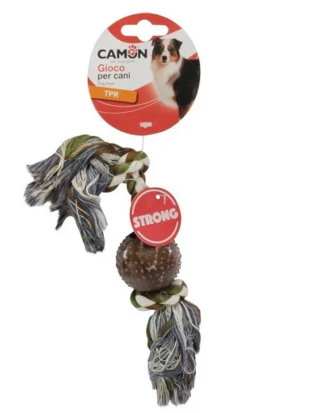 Camon - Играчка за кучета, въже с TPR топка 4,2 см. и въже 29 см.