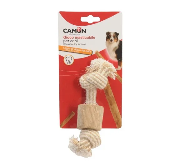 Camon - Играчка за кучета - въже с двоен възел с кафеено дърво 20 см.