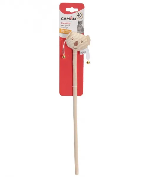 Camon - Играчка за котки, дървена въдица с катнип, 40 см.
