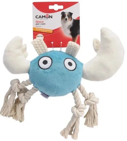 Camon - Играчка за кучета, плюшен рак с въже, 34 см.