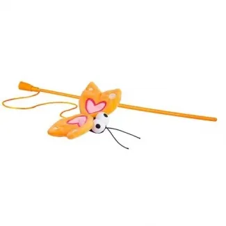 Rogz Catnip Wand Teaser Butterfly - Забавна играчка за котки, въдичка с котешка трева за привличане на вниманието