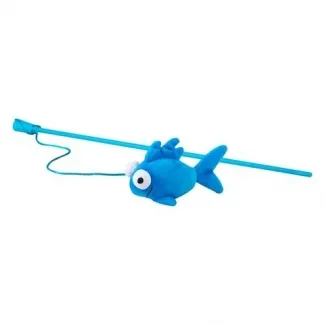 Rogz Catnip Magic Stick Bue Fish - Забавна играчка за котки, въдичка с риба и котешка трева за привличане на вниманието