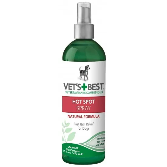 Vet`s Best Hot Spot - Натурален спрей за кучета за раздразнена кожа с Алое вера, чаено дърво и лайка, 235 мл.
