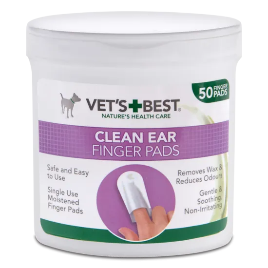 Vet`s Best Ear Finger Pads - Почистващи напръстници за уши, с Алое, 50 броя