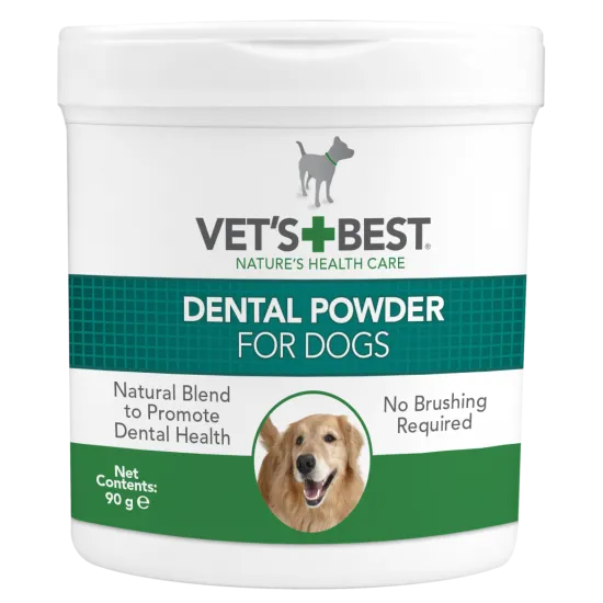 Vet`s Best Dental Powder Dog - Дентална пудра за кучета с водорасли и спирулина, 90 гр.