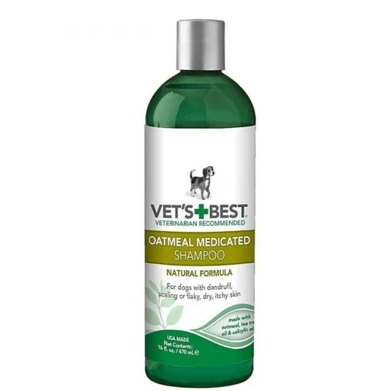 Vet's Best Oatmeal Medicated - Шампоан за кучета, успокоява и овлажнява сърбящата, суха, лющеща се кожа, 470 мл.