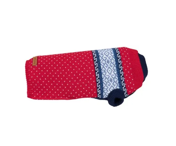 Amiplay Bergen - Модерен и топъл кучешки пуловер, 50 см - червен