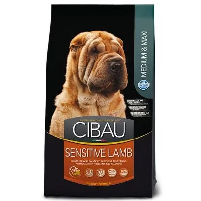 Farmina Cibau Sensitive Lamb Medium/Maxi - Пълноценна и балансирана суха храна с агнешко месо за средни и големи възрастни кучета с храносмилателни проблеми и алергии, 12 кг.