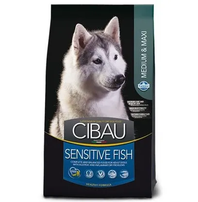 Farmina Cibau Sensitive Fish Medium / Maxi - Пълноценна и балансирана храна с рибно месо за средни и големи възрастни кучета с храносмилателни проблеми и алергии, 12 кг.