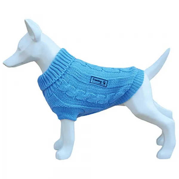 Freedog Nature Sweater - Елегантен и топъл пуловер за кучета, 45 см. - небесно синьо