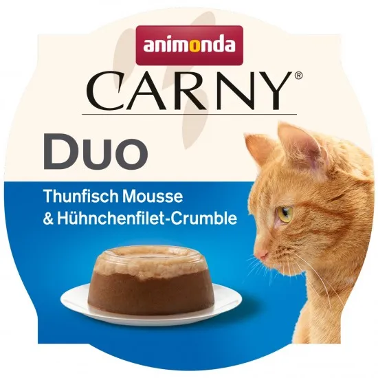 Carny Duo Adult Tuna Mousse & Chicken Filet Crumble - Лакомство за котки с риба тон и пилешко, 70 гр./ 3 пакета