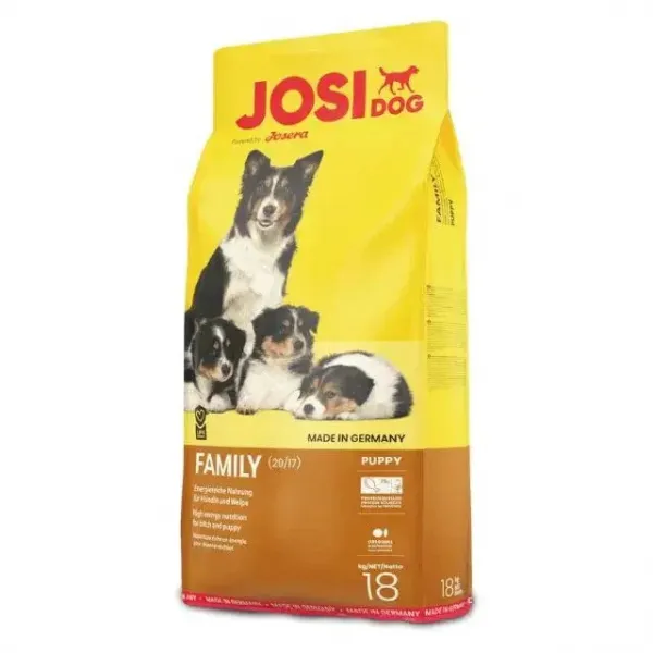 Josera Josidog Family Puppy - Пълноценна храна за подрастващи кучета от 2 седмици, бременни и кърмещи с пилешко месо, 18 кг.