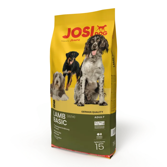 JosiDog Lamb Basic -  Балансирана суха храна за израснали кучета с агнешко месо, 15 кг.
