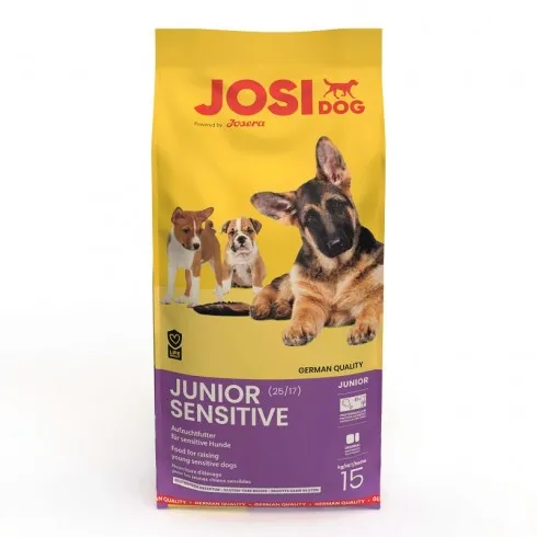 Josera JosiDog Junior Sensitive - Пълноценна храна за чувствителни млади кучета на възраст от осем седмици с пилешко месо, 15 кг.