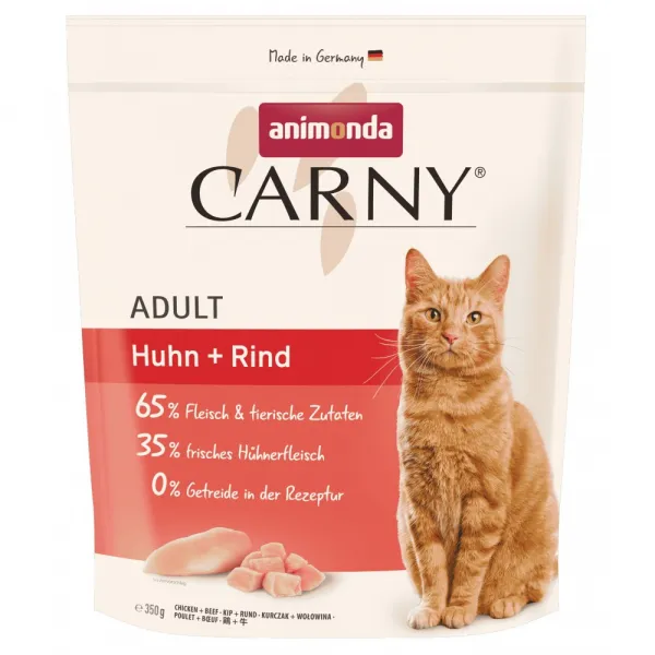 Carny Dry Food Adult With Chicken + Beef - Пълноценна суха храна за израснали котки, без зърно, с пилешко и говеждо месо, 350 гр.