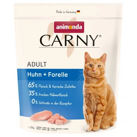 Carny Dry Food Adult With Chicken + Trout - Пълноценна храна за израснали котки, без зърно, с пилешко месо и пъстърва, 350 гр.