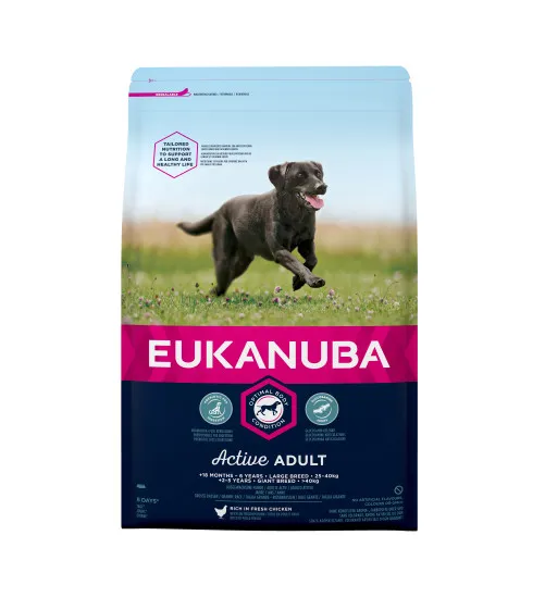 Euknanuba Adult Medium Dog - Пълноценна суха храна за израснали кучета над 12 месеца от средни породи, с пилешко и пуешко месо, 3 кг.